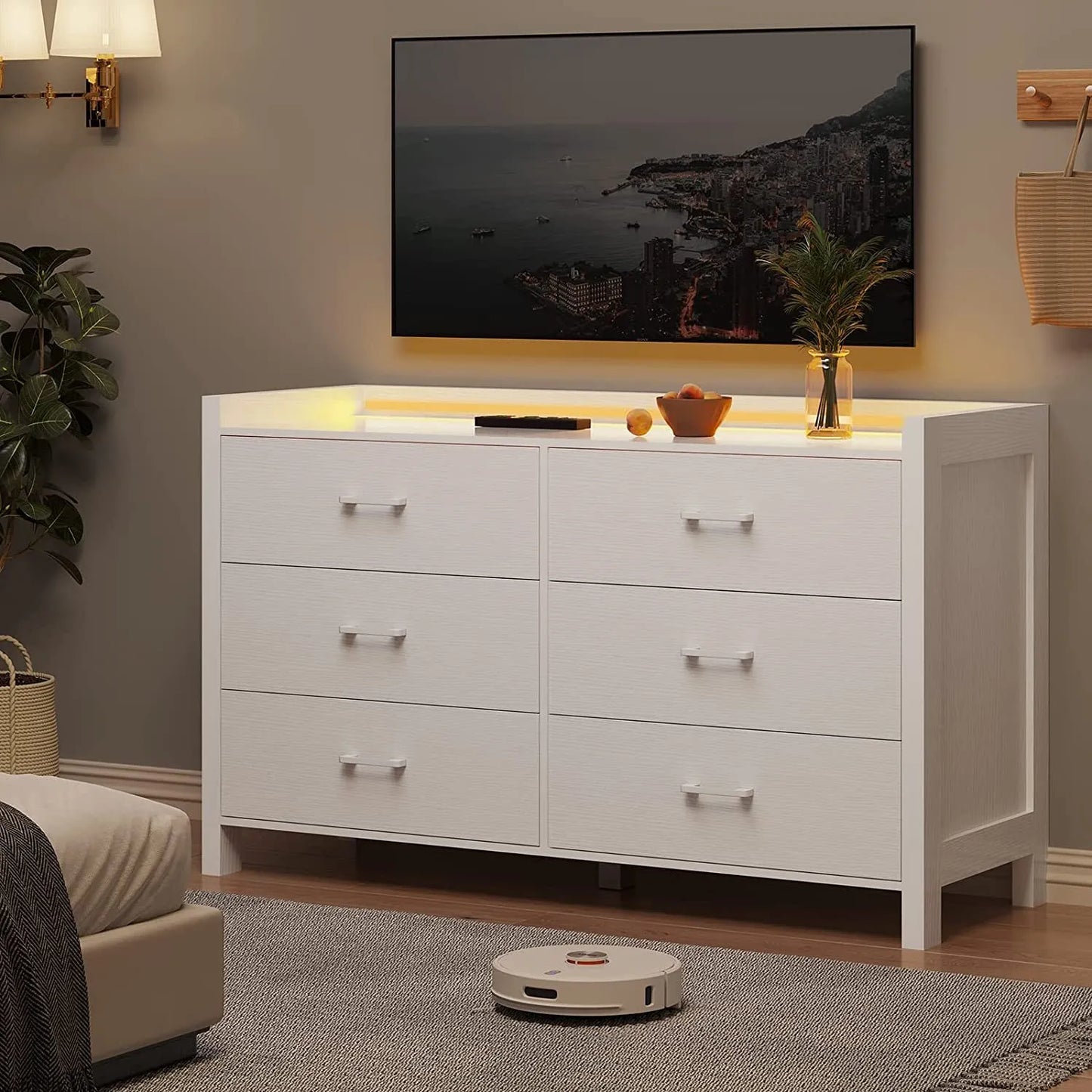 LED Modern 6 Drawer Chest Dresser