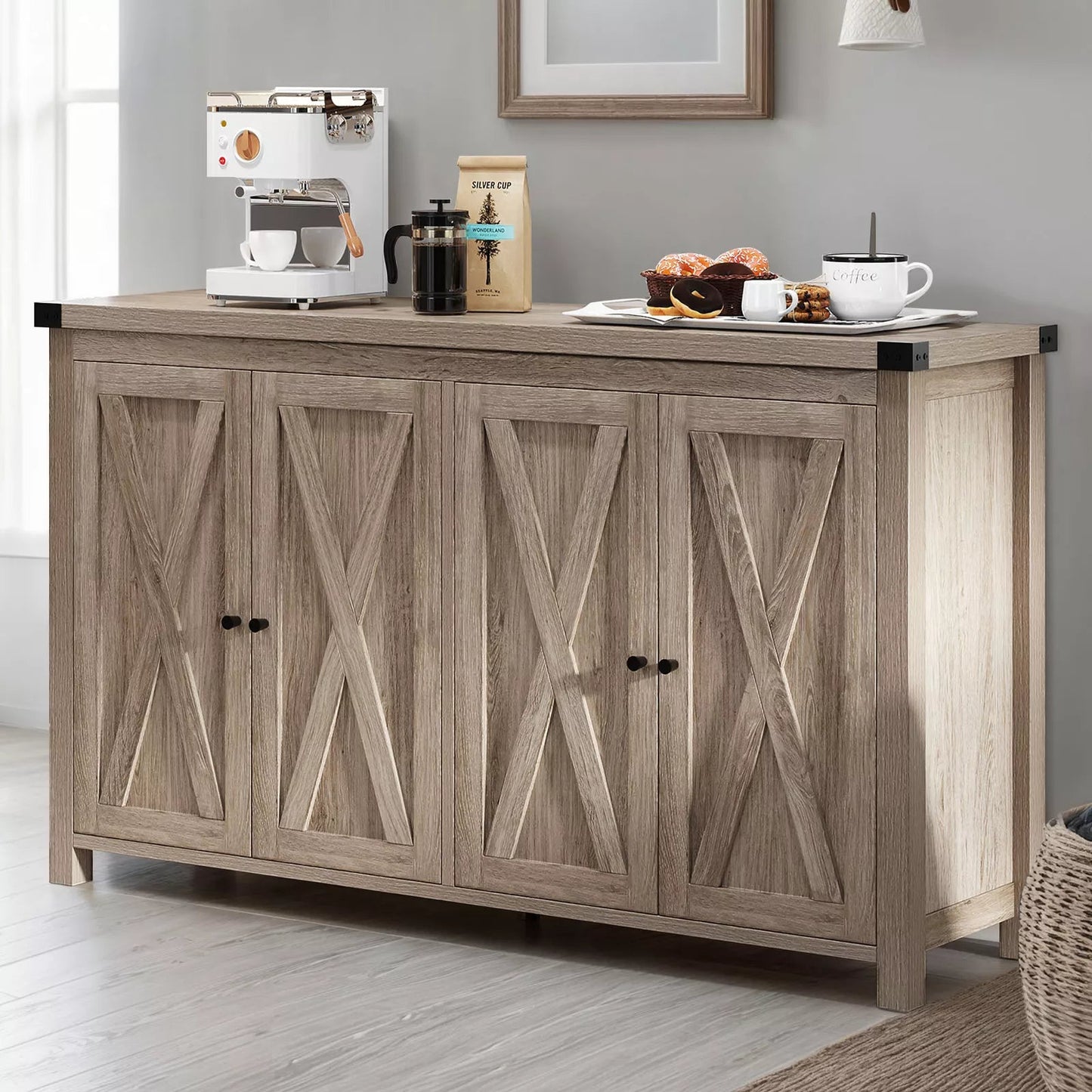 Dawid Farmhouse Sideboard Buffet Cabinet Canva Home