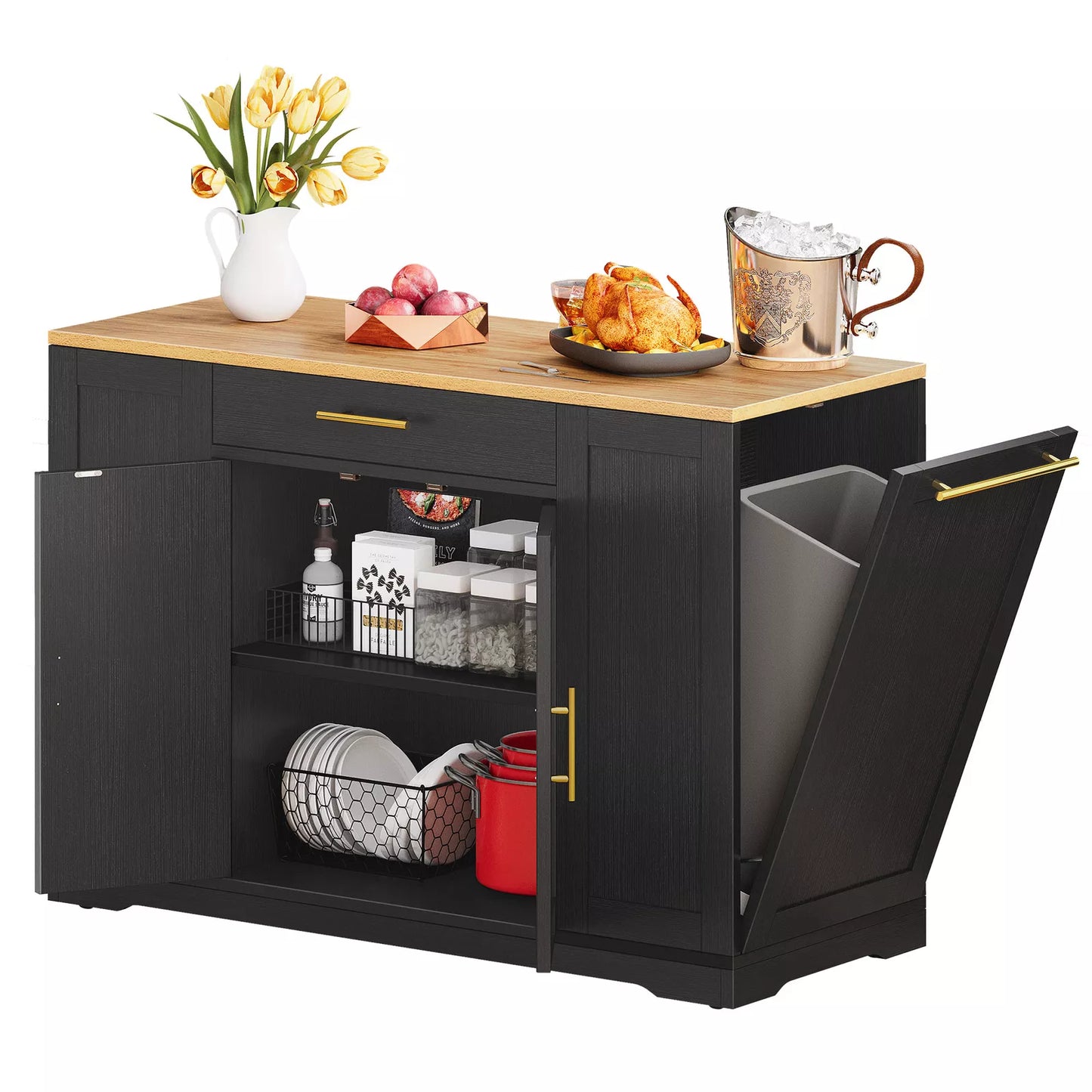Boyle Kitchen Trash Can Cabinet