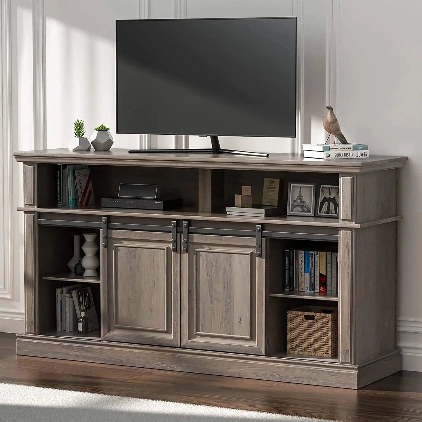 Yash Farmhouse Tall TV Media Cabinet Console Canva Home