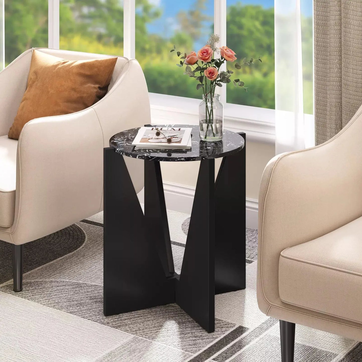 Morse Marble Nightstand Table Canva Home