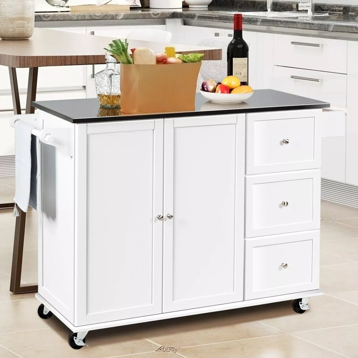 Hardy Kitchen Island With Wheels & Seating