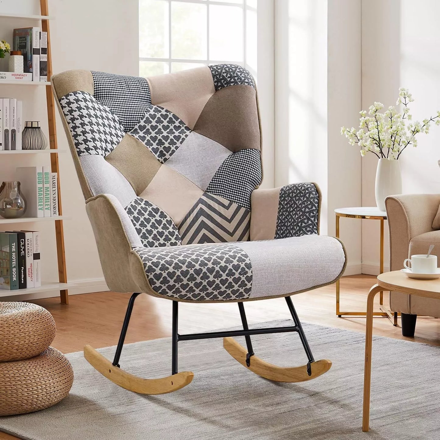 Nursery Modern Cushioned Rocking Armchair