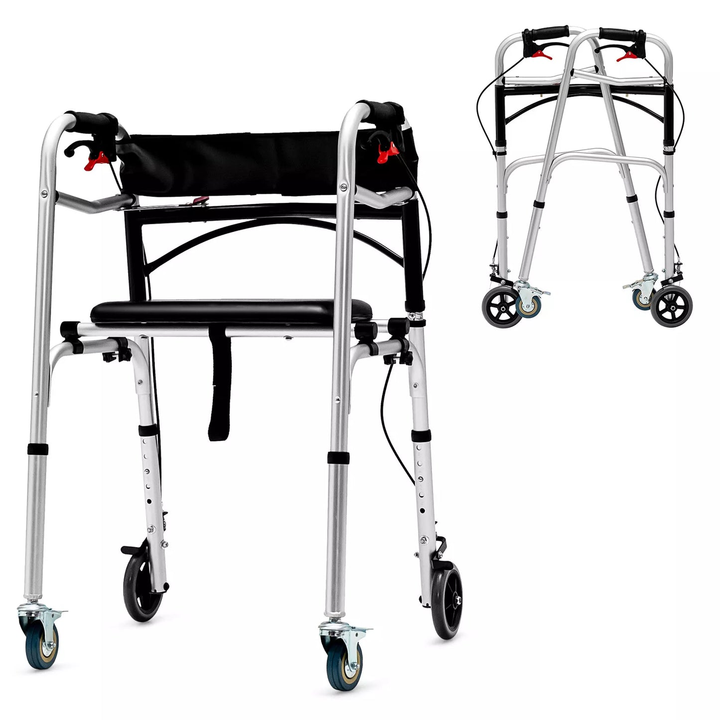 Senior Lightweight Mobility Walker With Seat (With Brake)