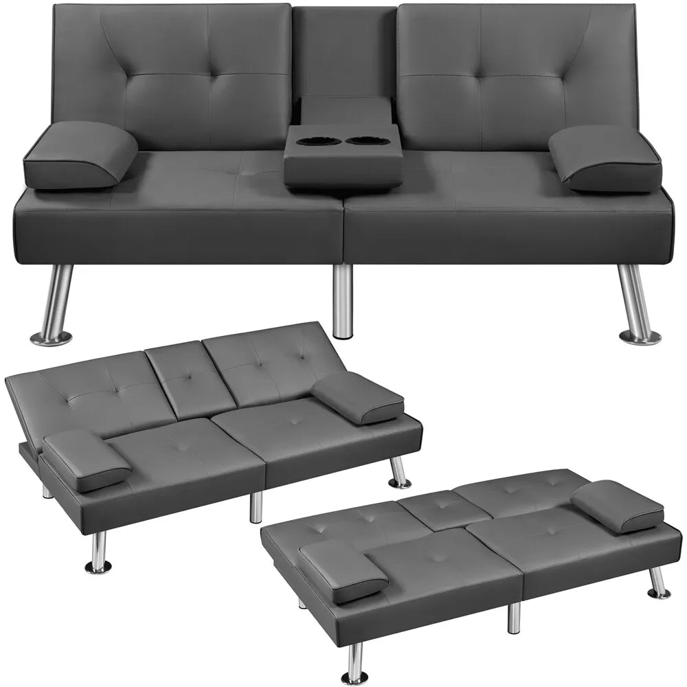 Faux Leather Futon Sofa Bed