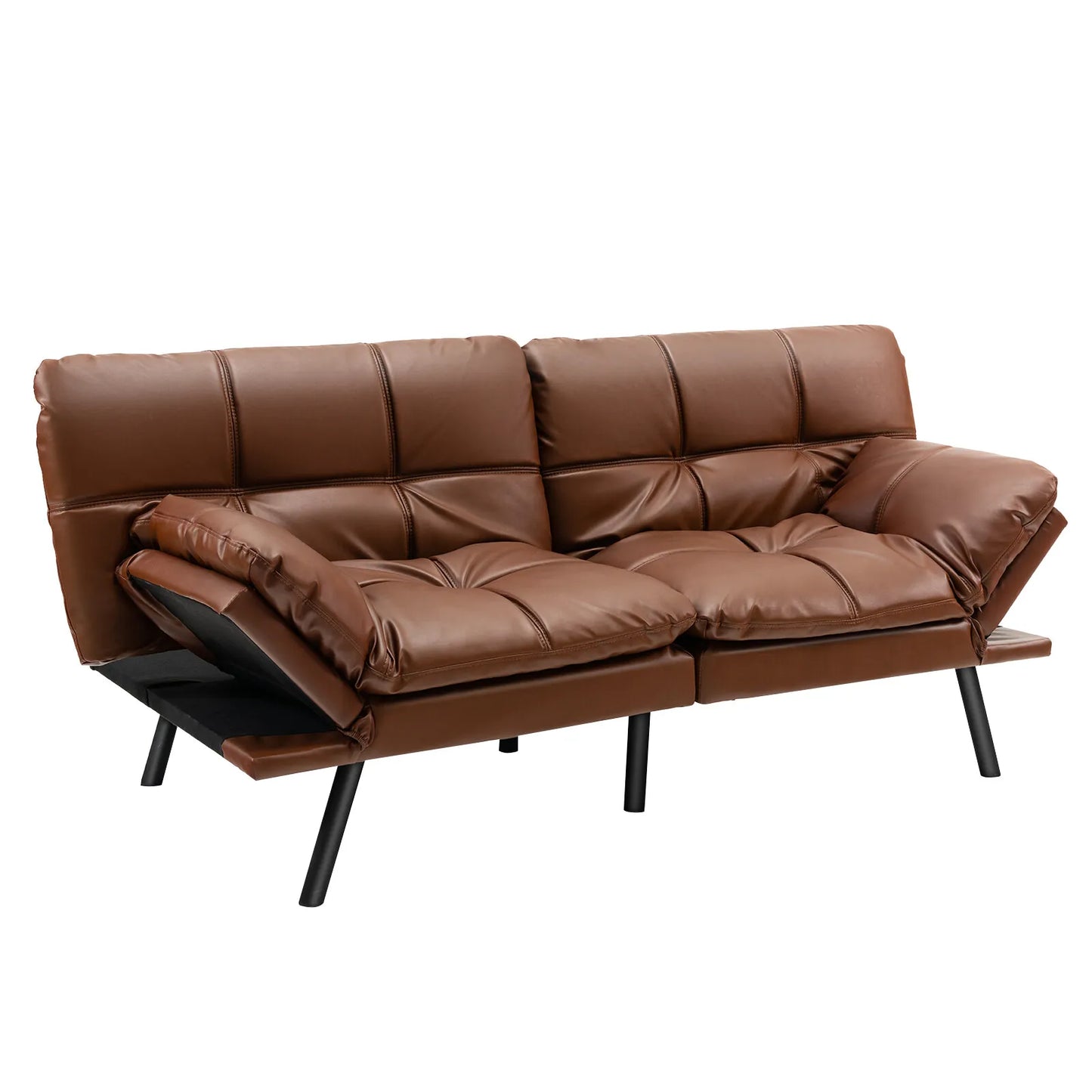 Leather Memory Foam Convertible Futon Sofa Bed