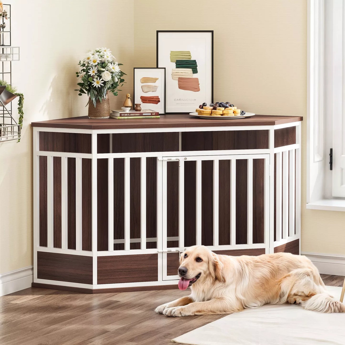 52" Damian Large Corner Dog Crates Furniture