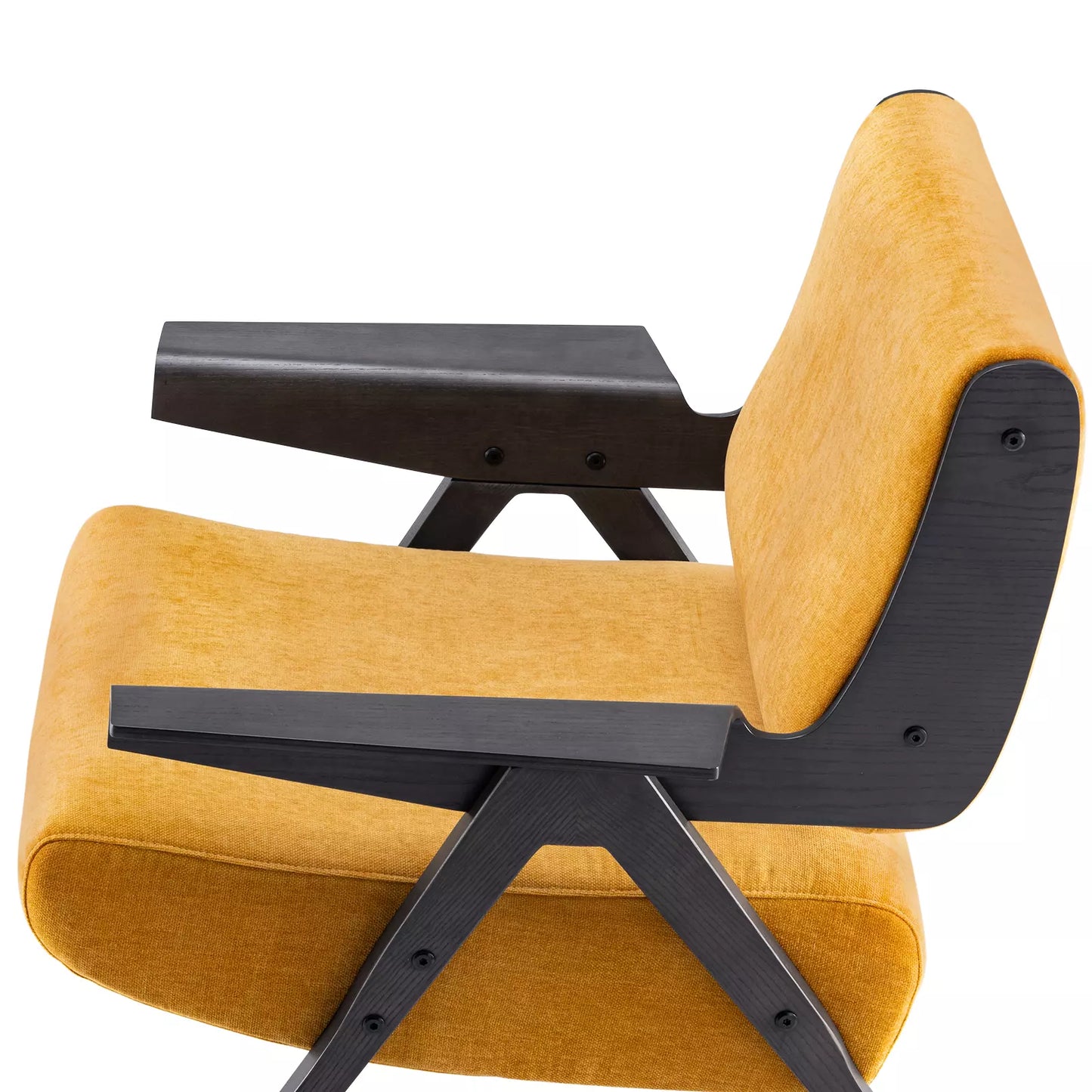 Yellow Fabric Mid Century Accent Armchair