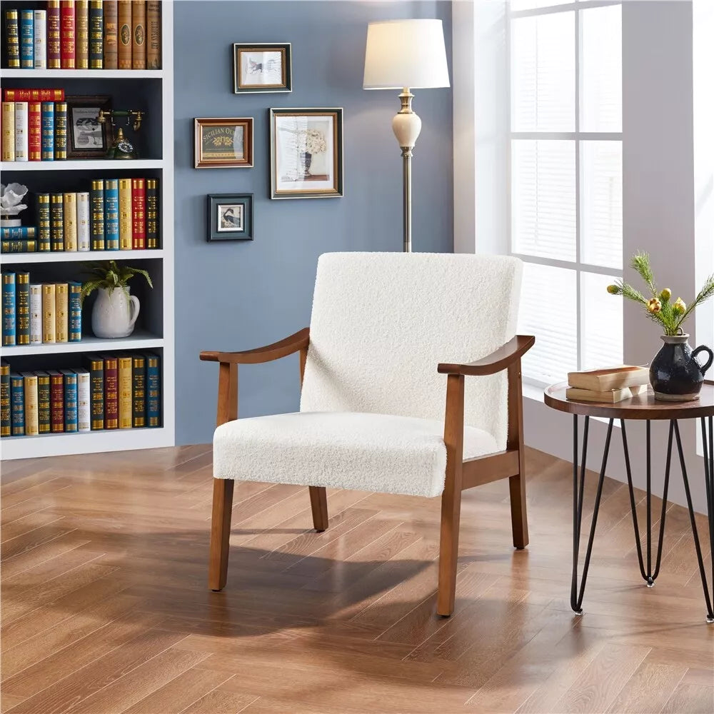 Nia Leather Mid Century Accent Armchair