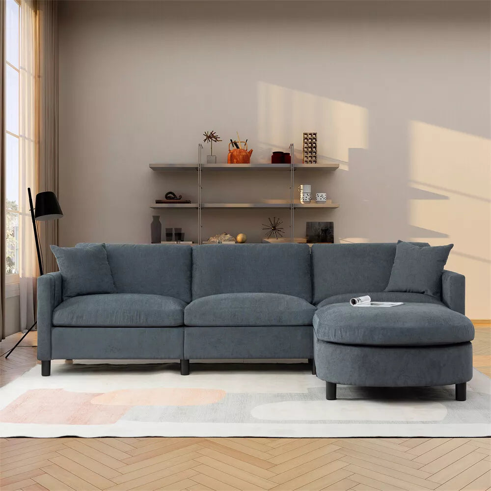 Modern Chenille L Shaped Sectional Couch