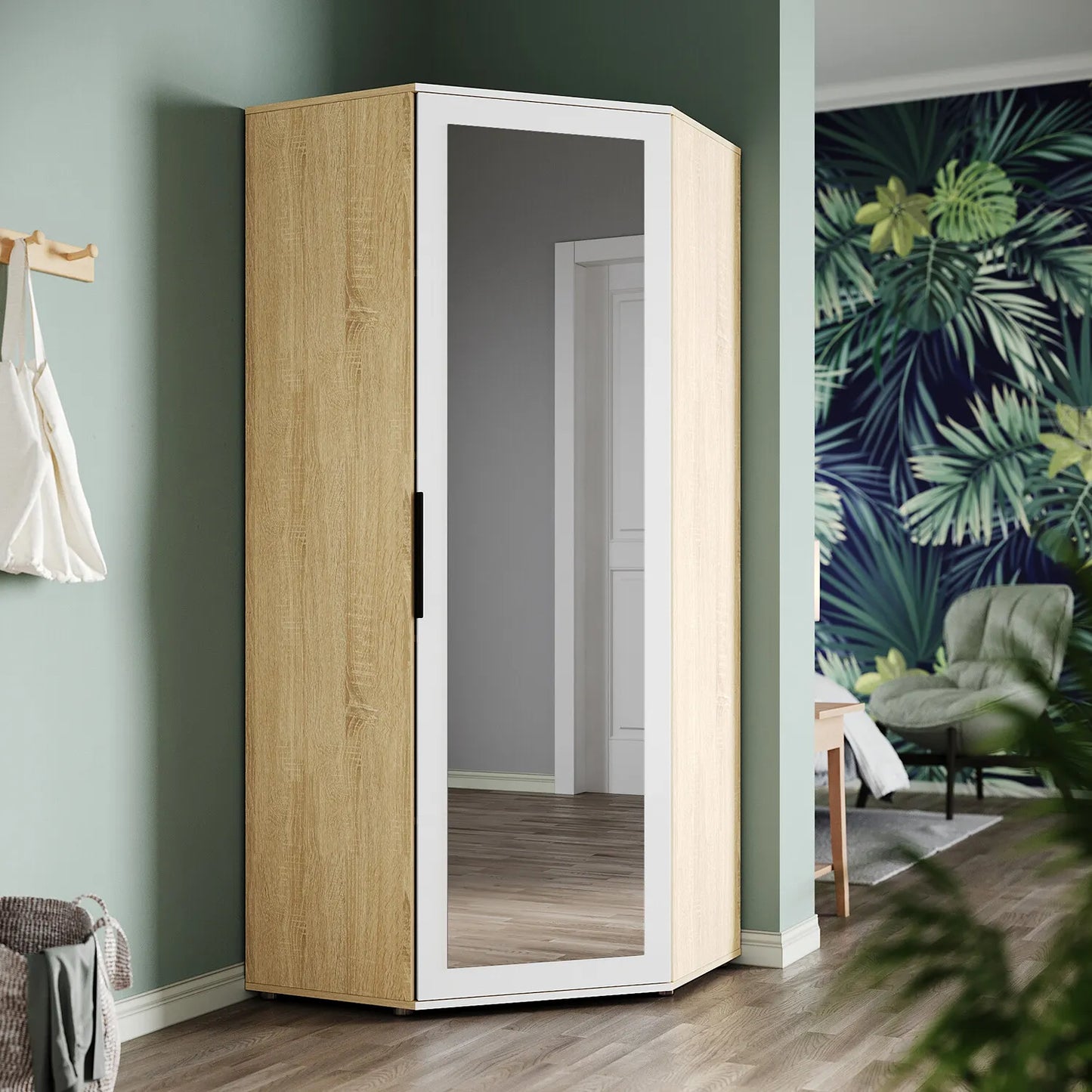 Leah Bedroom Corner Mirrored Wardrobe