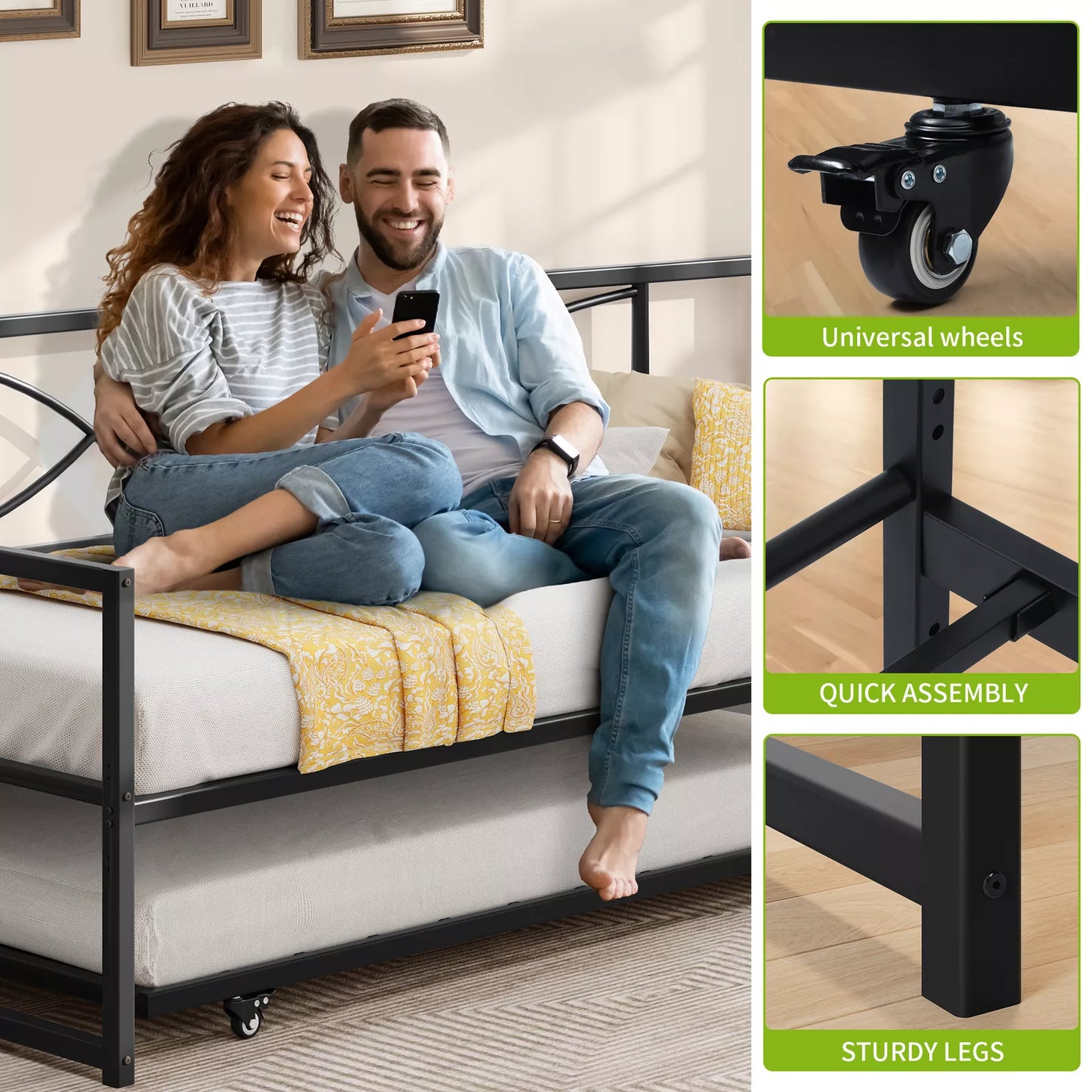 Solis Twin Metal Trundle Daybed