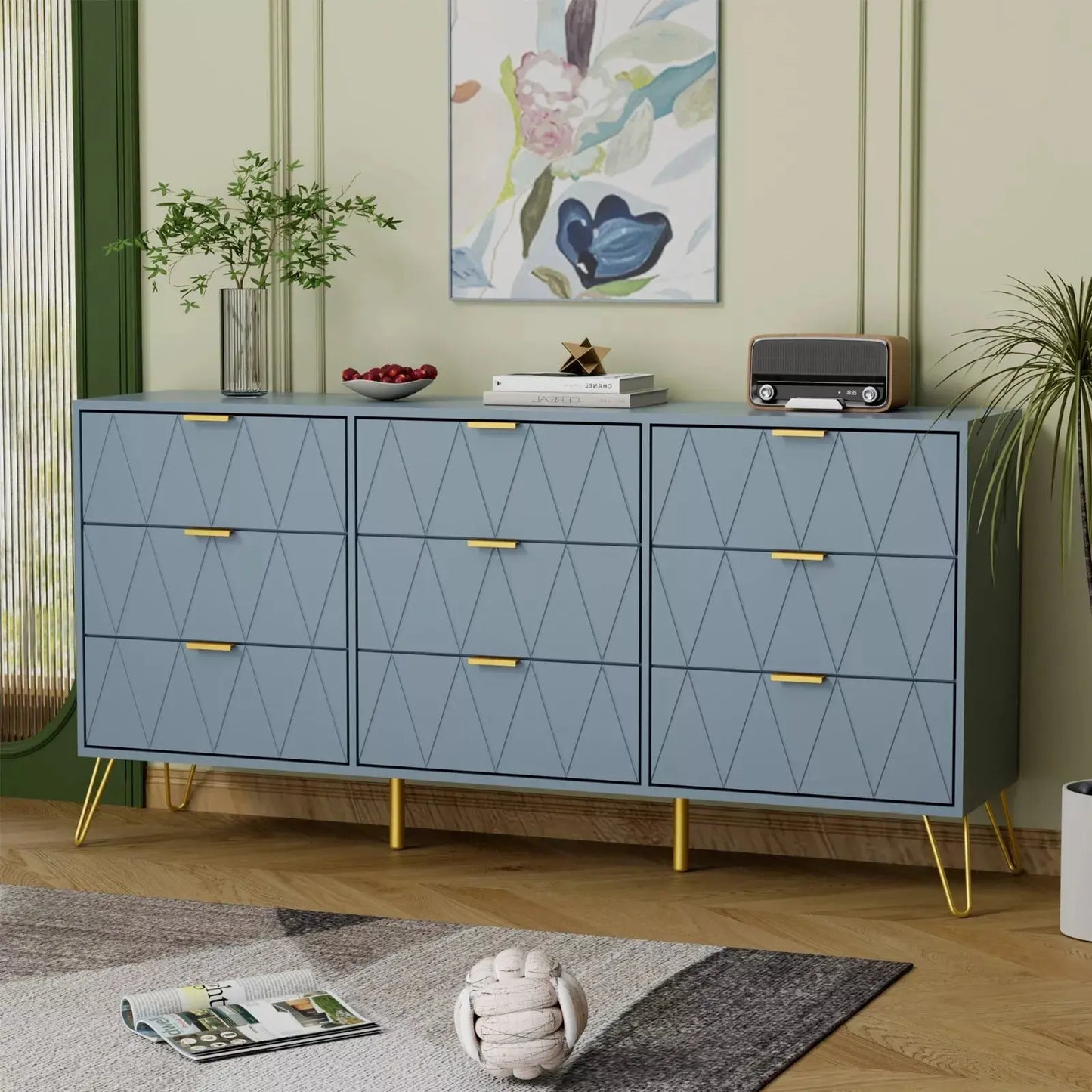 Cora Modern Wide 9 Drawer Chest Dresser Canva Home
