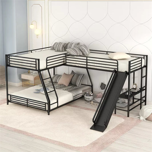 Ruiz L Shape Kids Bunk Bed With Slide