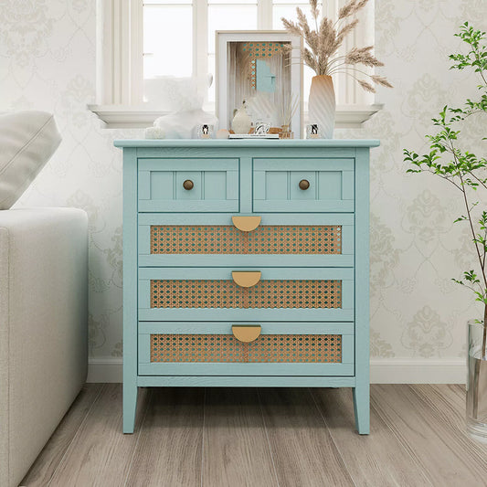 Fabio Rattan Small 5 Drawer Chest Dresser