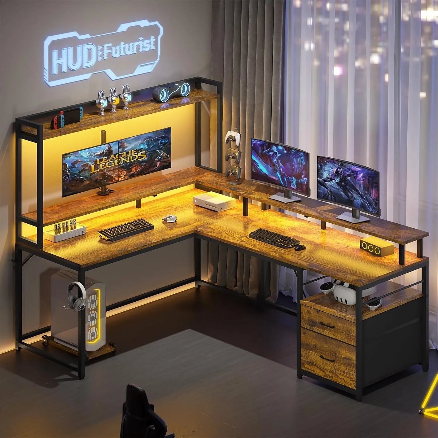 Bruce L Shaped Gaming Corner Desk