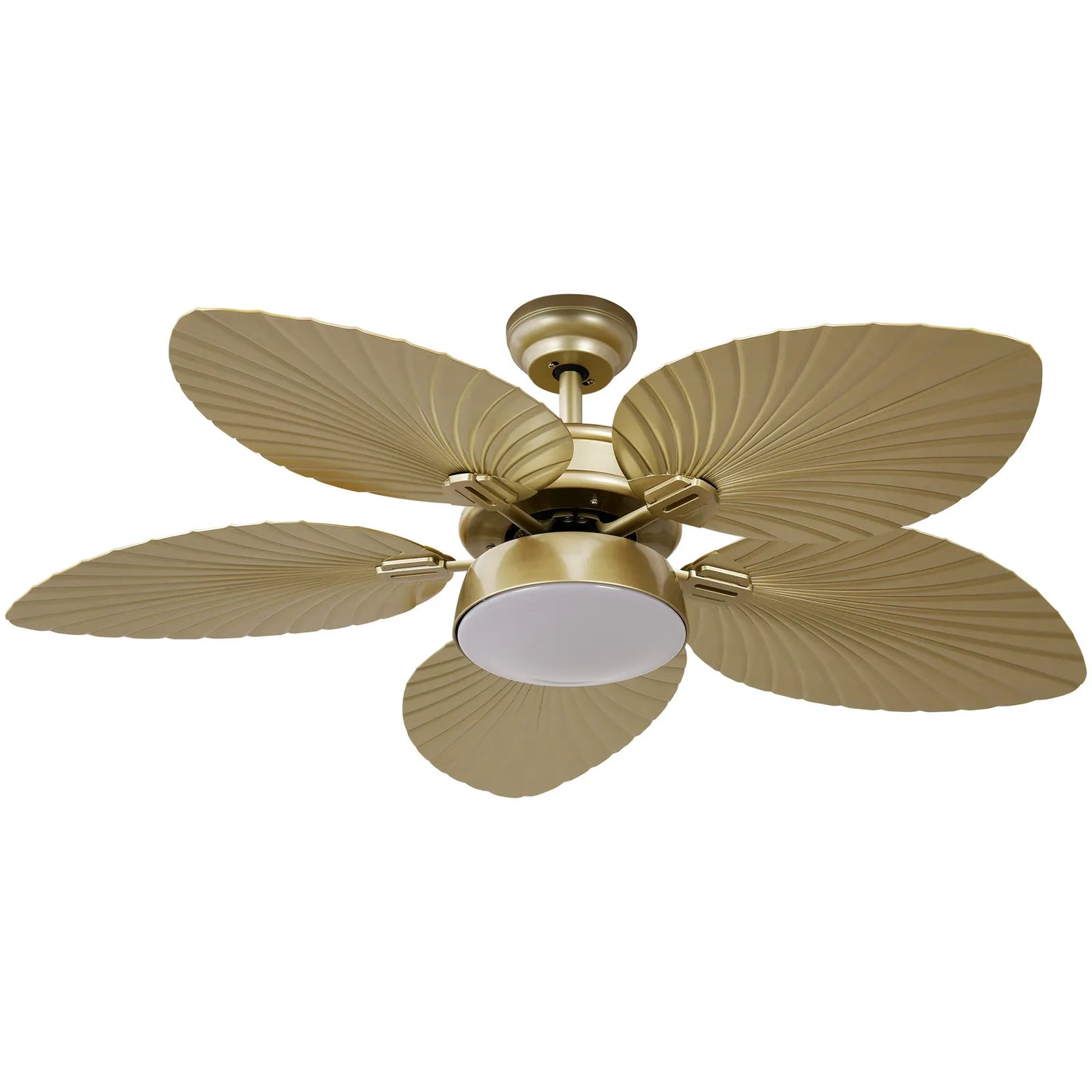 Gold Palm Leaf Ceiling Fan With Light & Remote