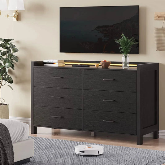 LED Modern 6 Drawer Chest Dresser