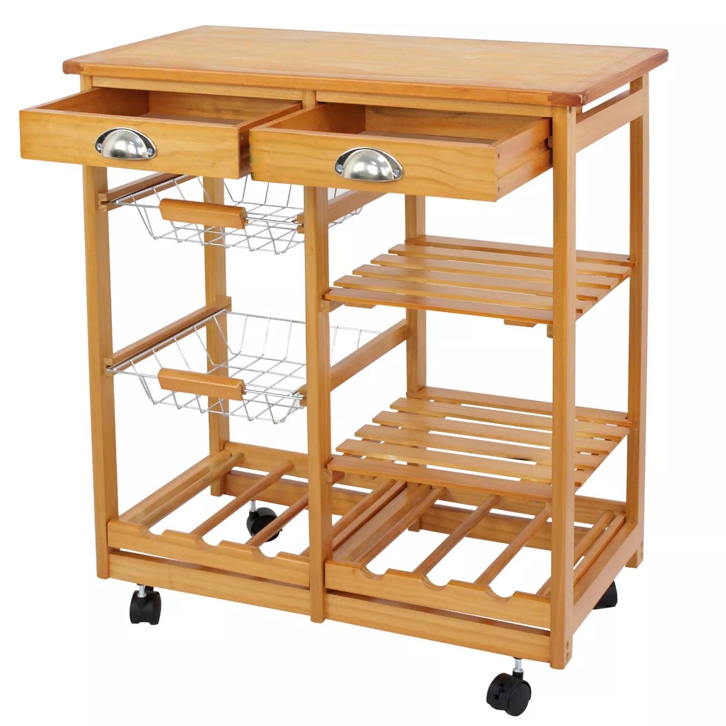 Owen Wood Rolling Kitchen Island Cart