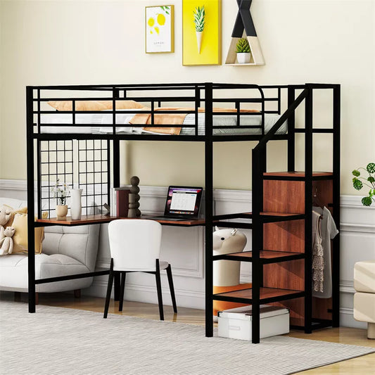 Kezia Full Loft Bed With Desk & Stairs