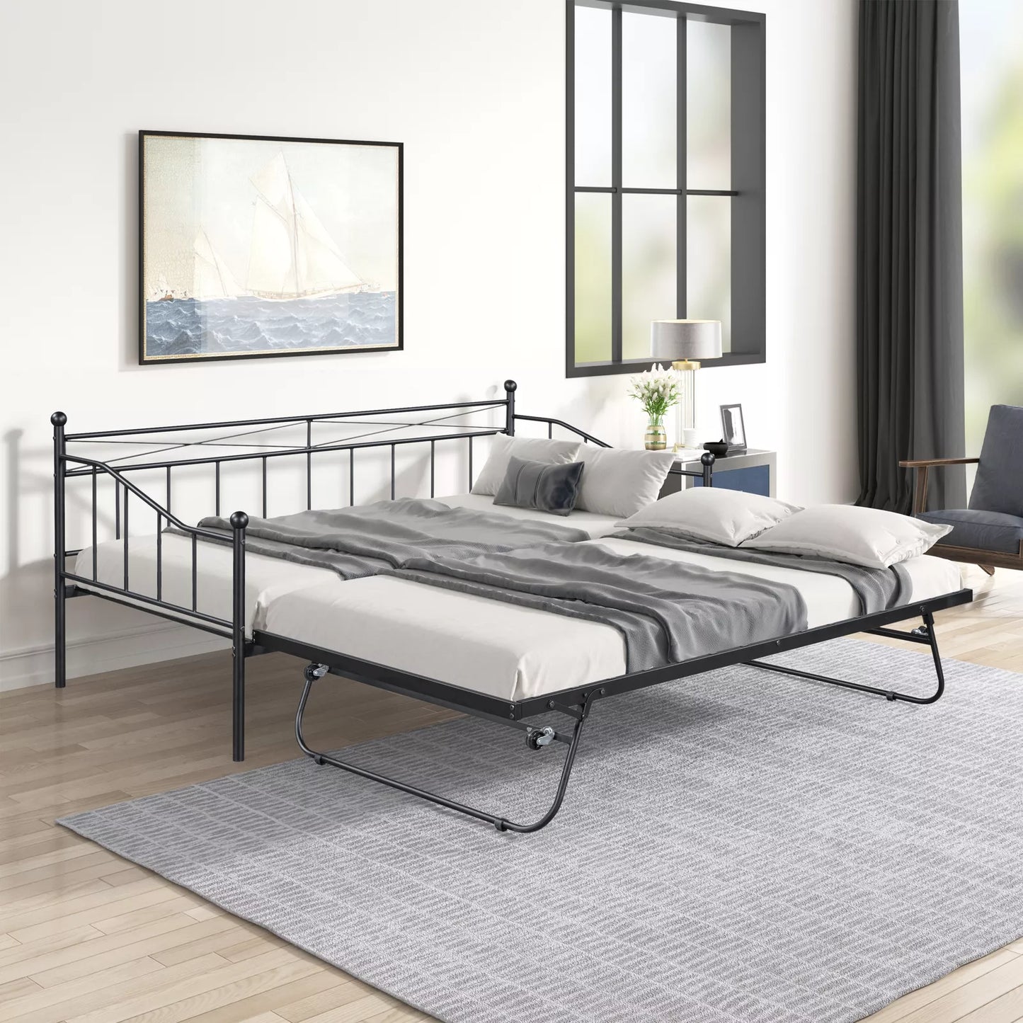 Casey Twin Metal Pop Up Trundle Daybed