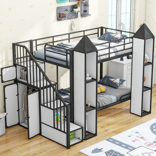 Moody Twin Over Twin Kids Bunk Bed With Stairs