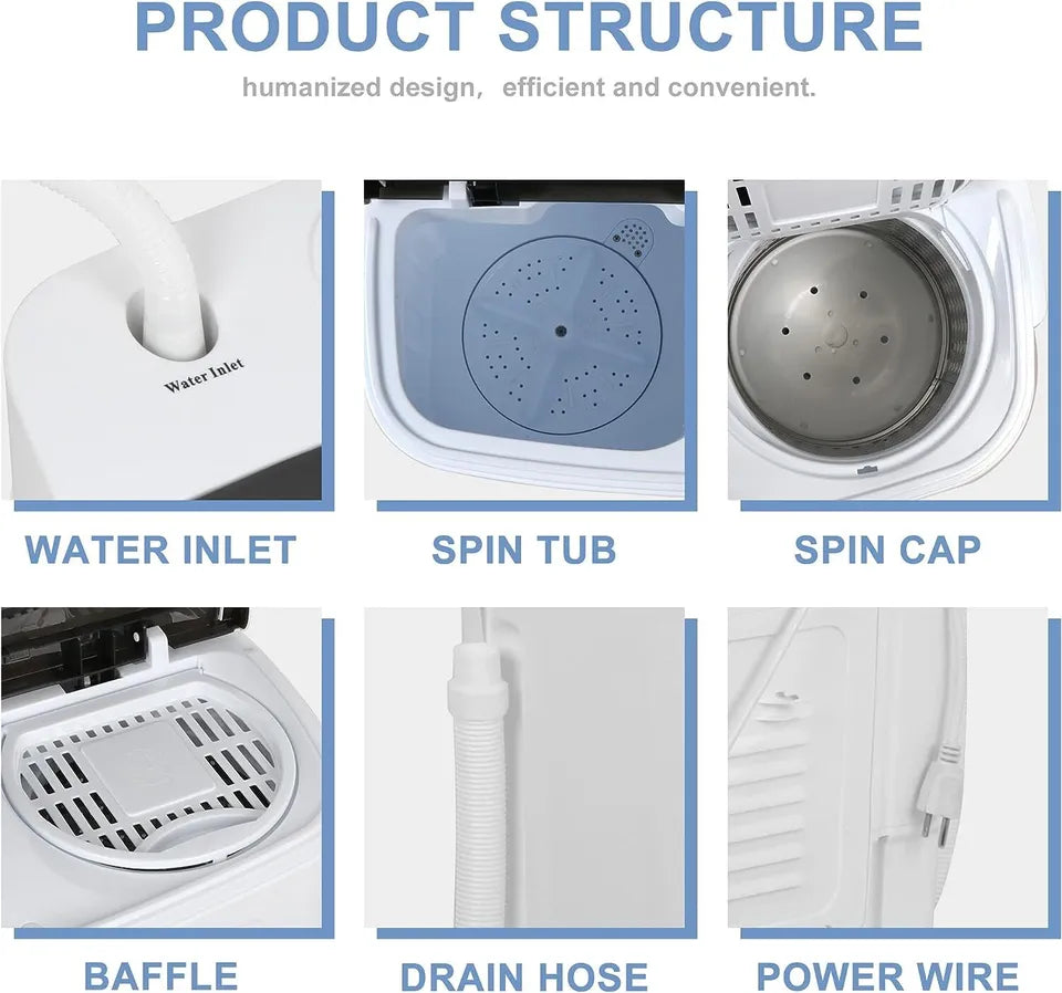 13lbs Twin Tub Portable Washer & Spin Dryer