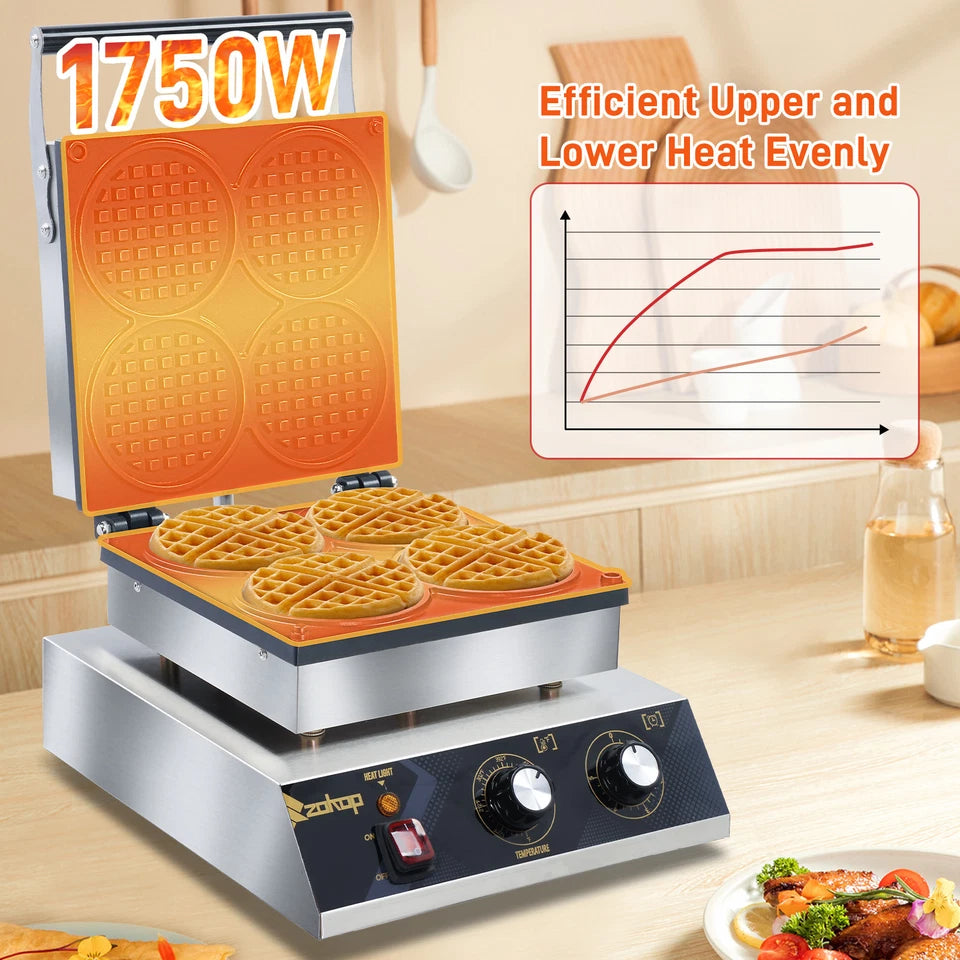 1750W Commercial Waffle Maker Machine