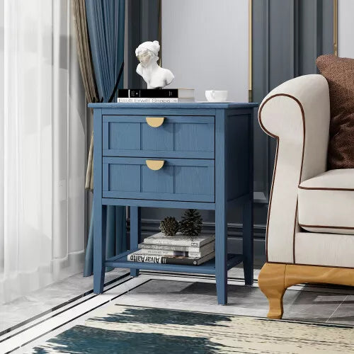 2 Drawers Living Room End Table