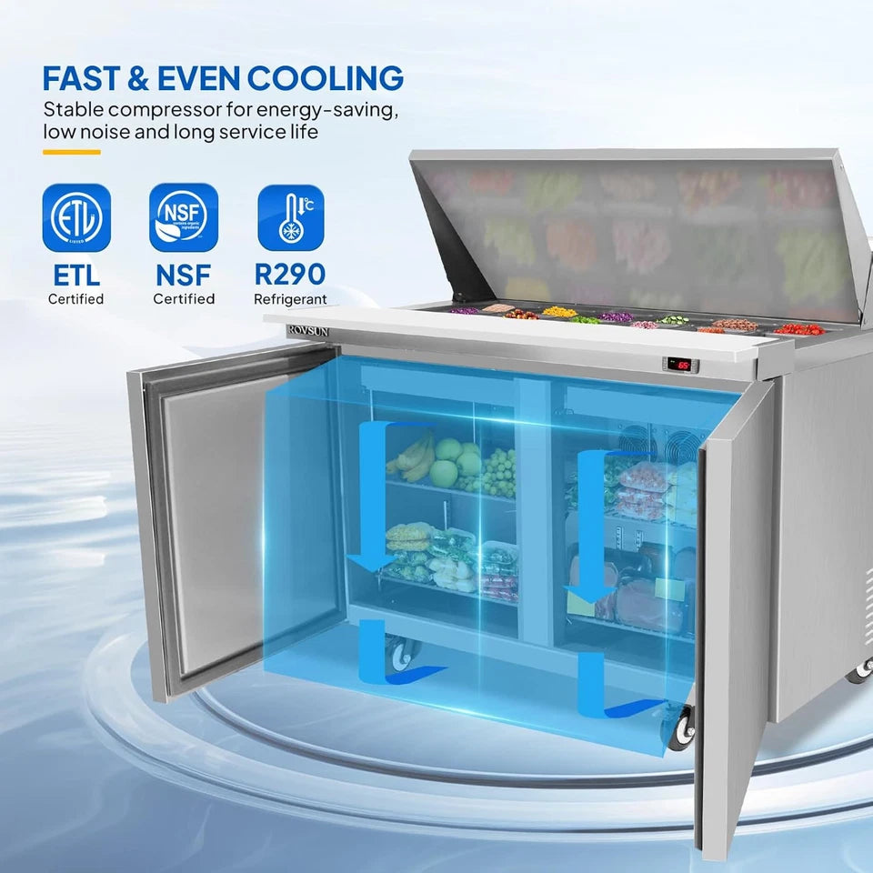 2 Door Commercial Sandwich Refrigerator