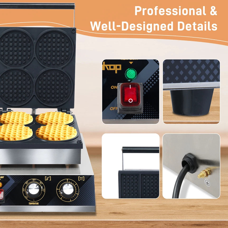 1750W Commercial Waffle Maker Machine