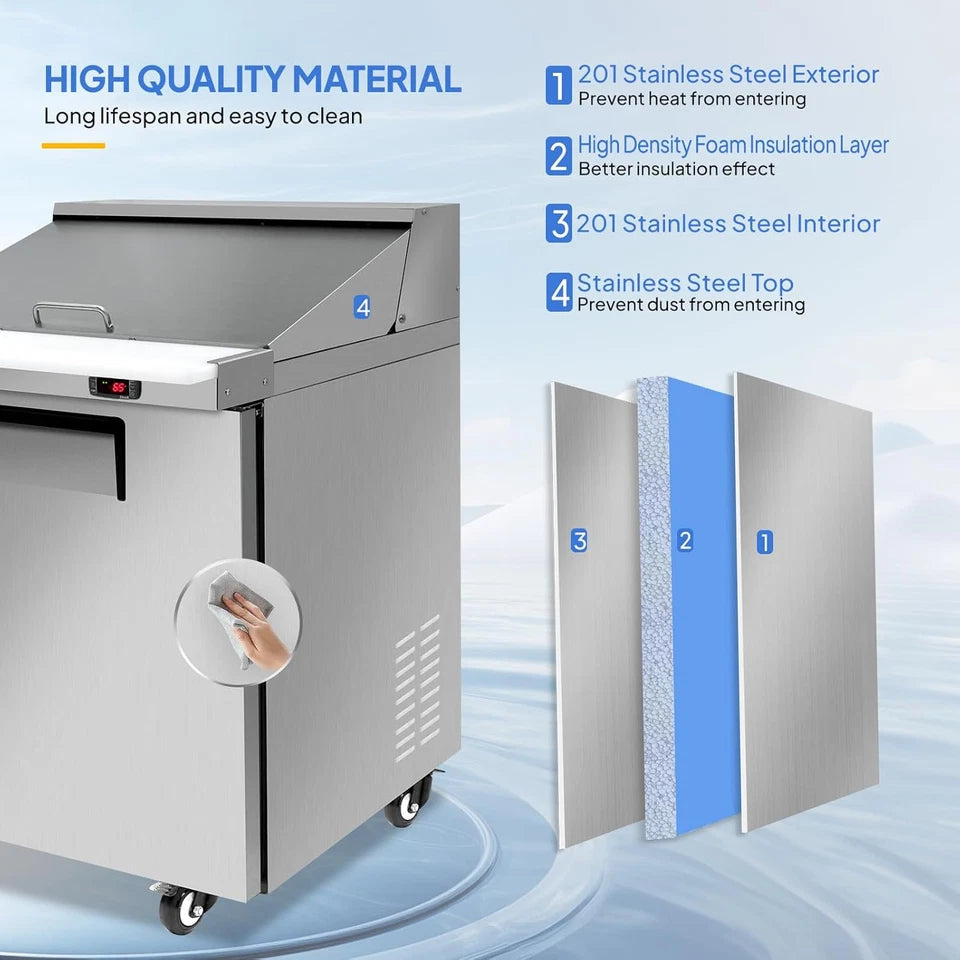 1 Door Commercial Sandwich Refrigerator