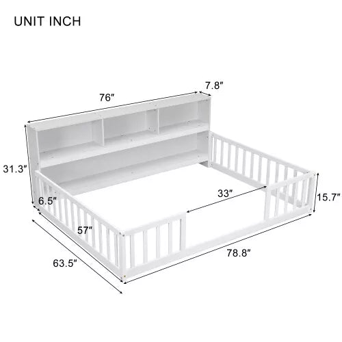 Rivera Children's Montessori Floor Bed With Bookcase