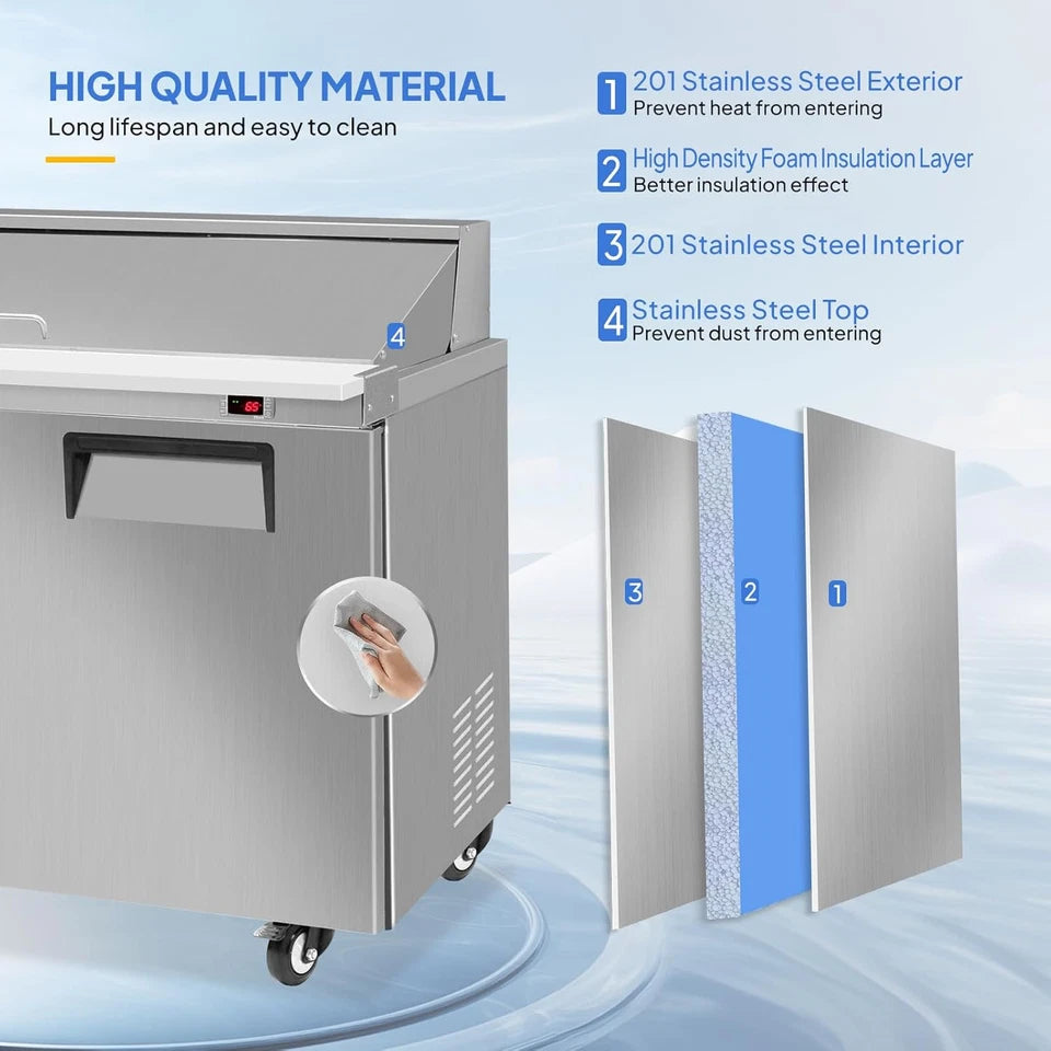 2 Door Commercial Sandwich Refrigerator