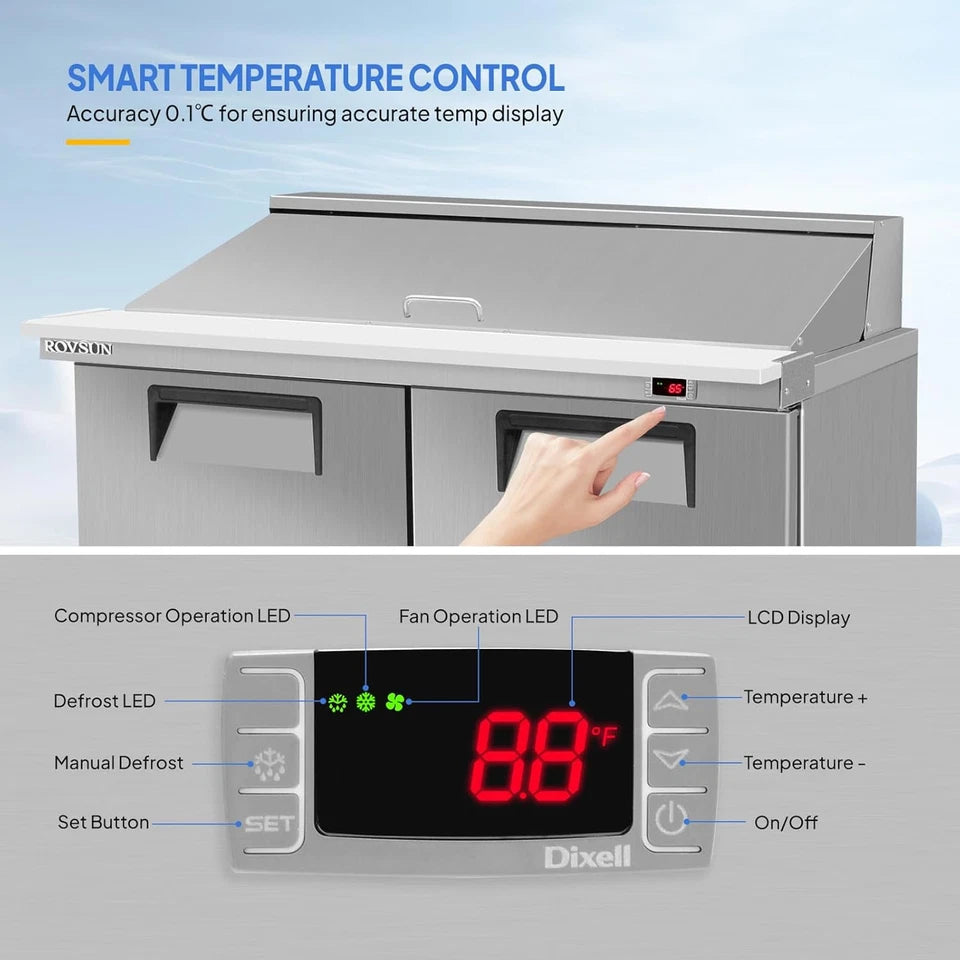 2 Door Commercial Sandwich Refrigerator