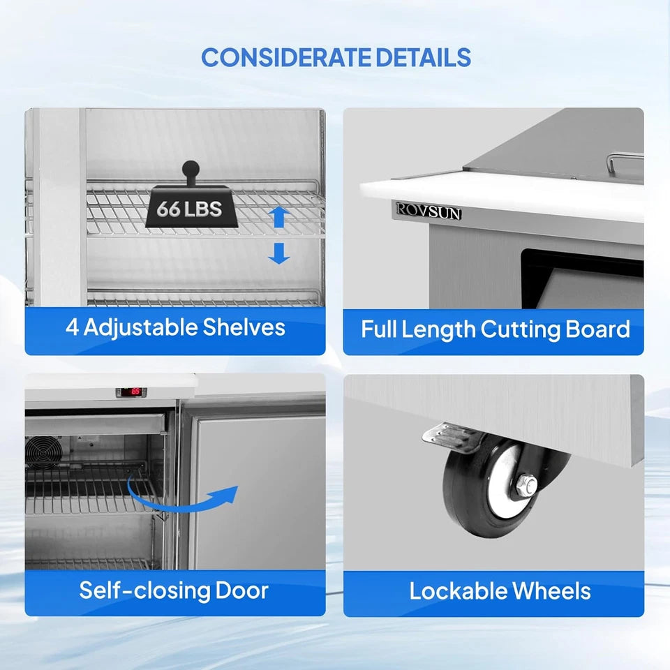 2 Door Commercial Sandwich Refrigerator