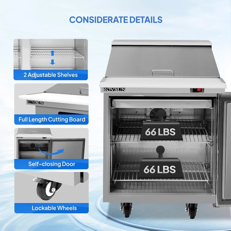 1 Door Commercial Sandwich Refrigerator