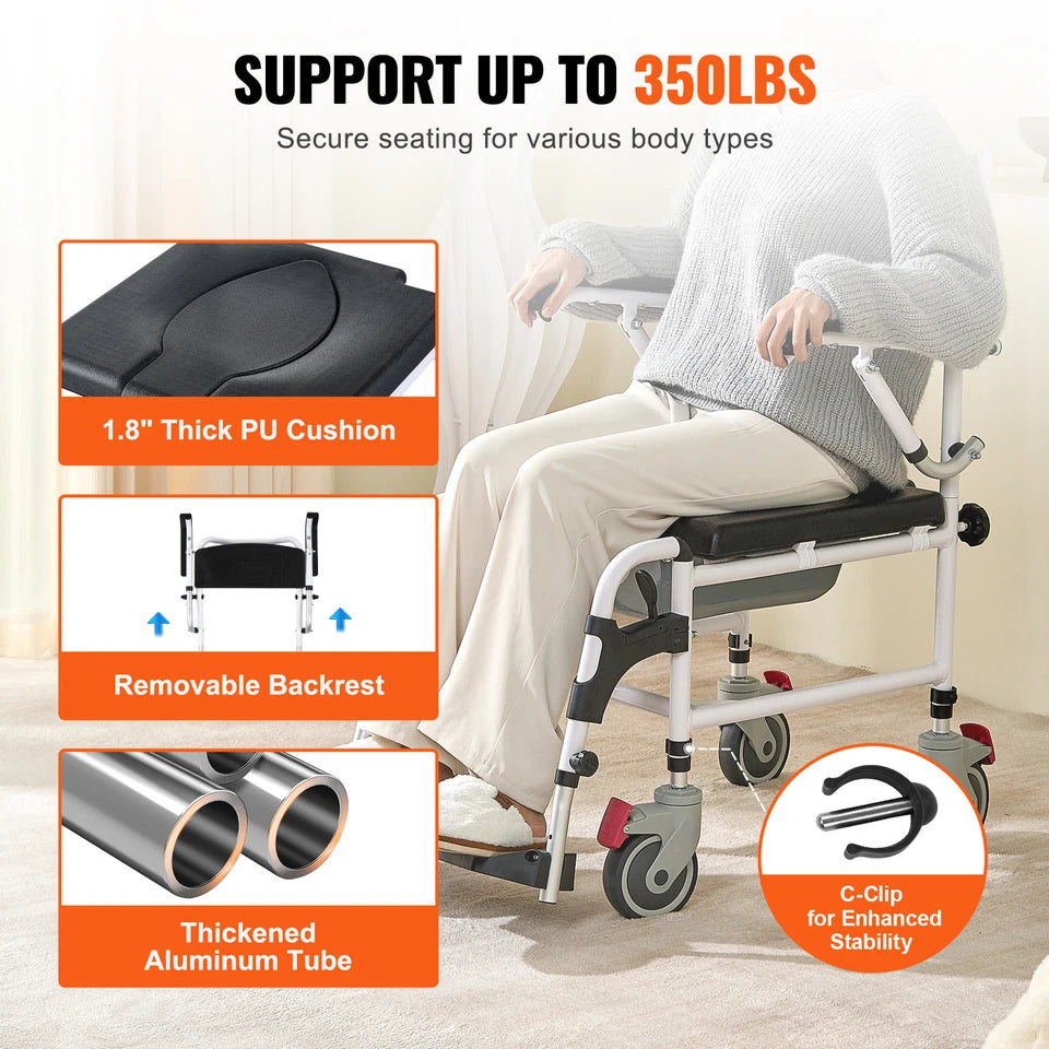 Sadie Elderly Shower Commode Wheelchair