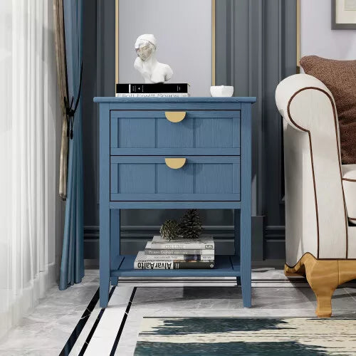 2 Drawers Living Room End Table