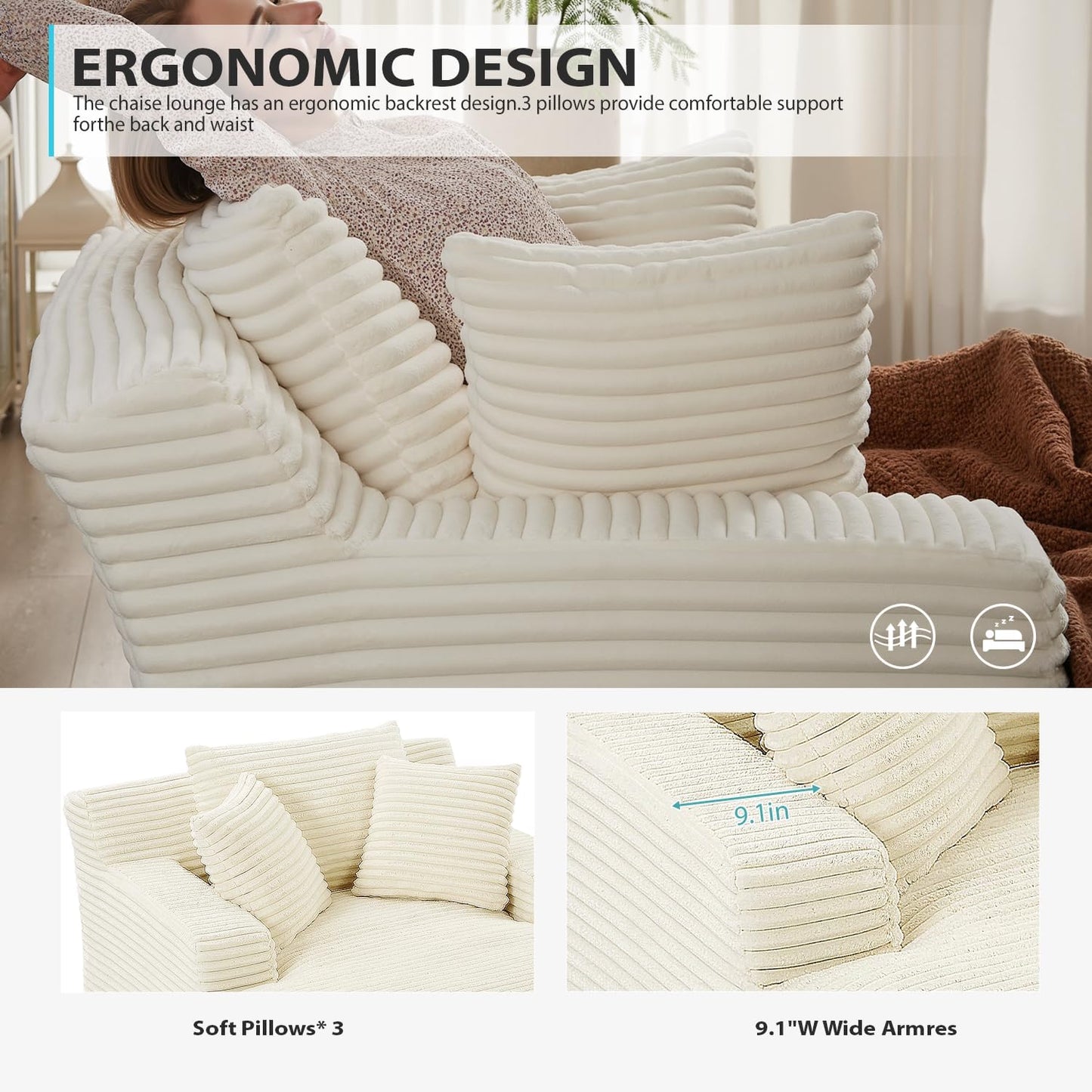 Afuson 63" Chaise Lounge Chair Indoor - Canva Home