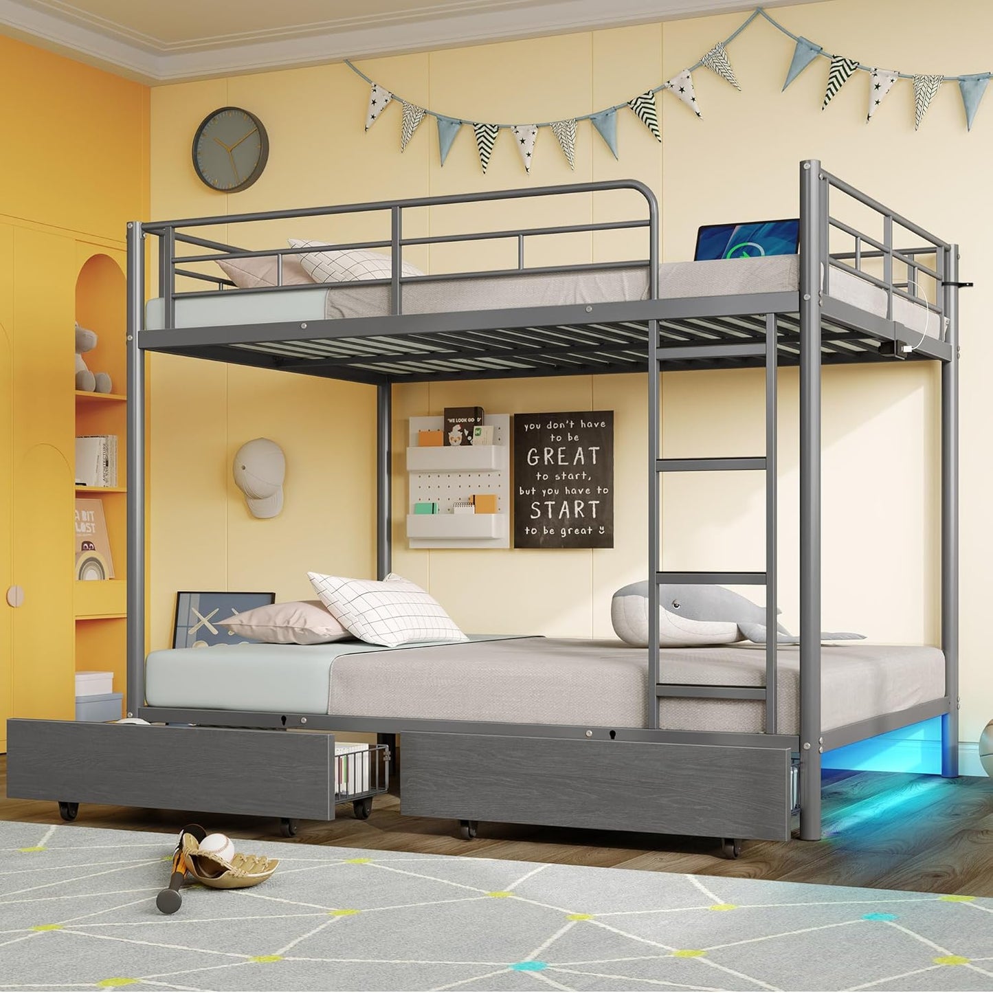 Rolanstar Full Over Full Metal Bunk Bed - Canva Home