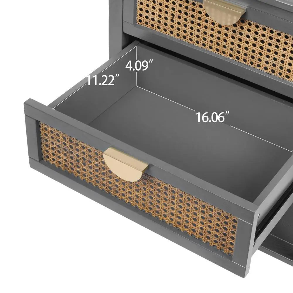 Aled Rattan Nightstand Table With Drawer Canva Home