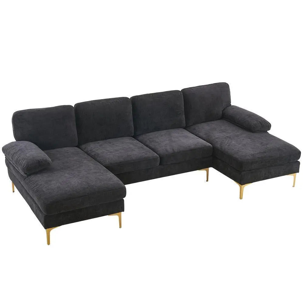 Chenille U Shaped Sectional Couch Canva Home
