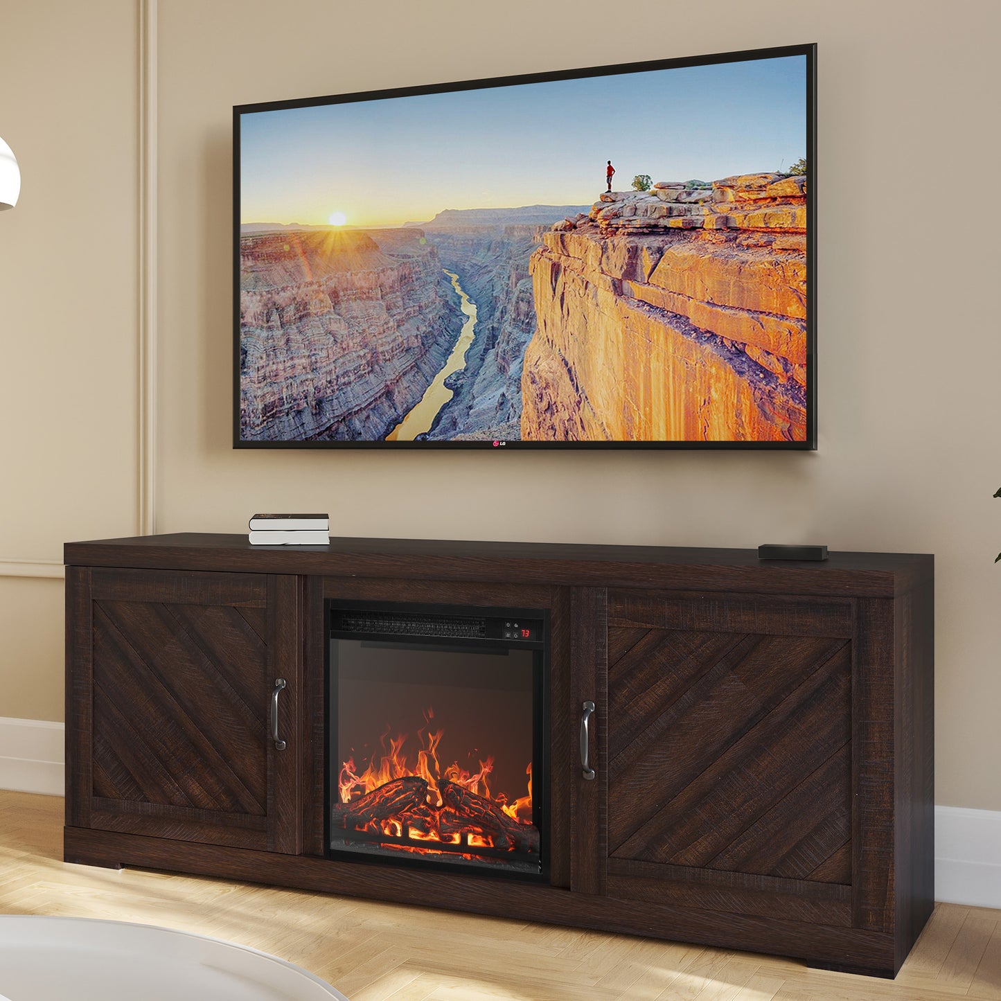 Bell Farmhouse Fireplace TV Stand (Up to 65")