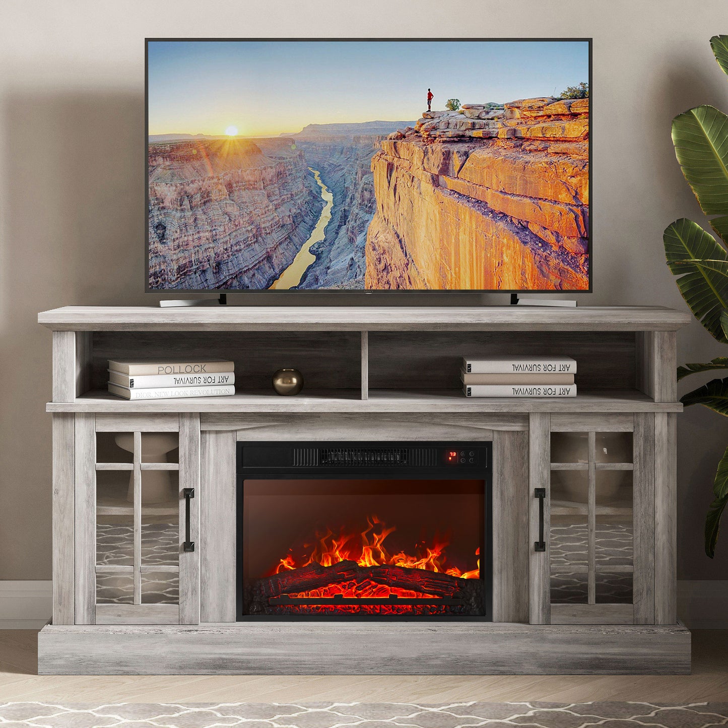 Isaac Farmhouse Fireplace TV Stand (Up to 65")