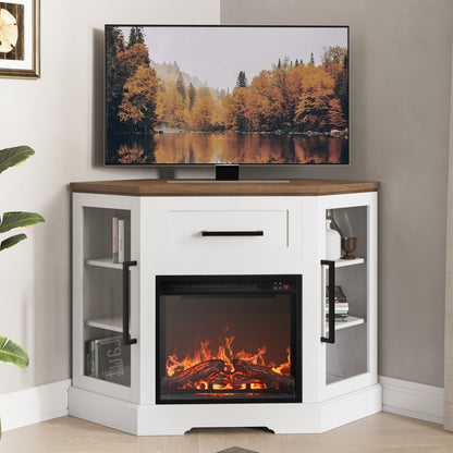 Cory Farmhouse Corner Fireplace TV Stand