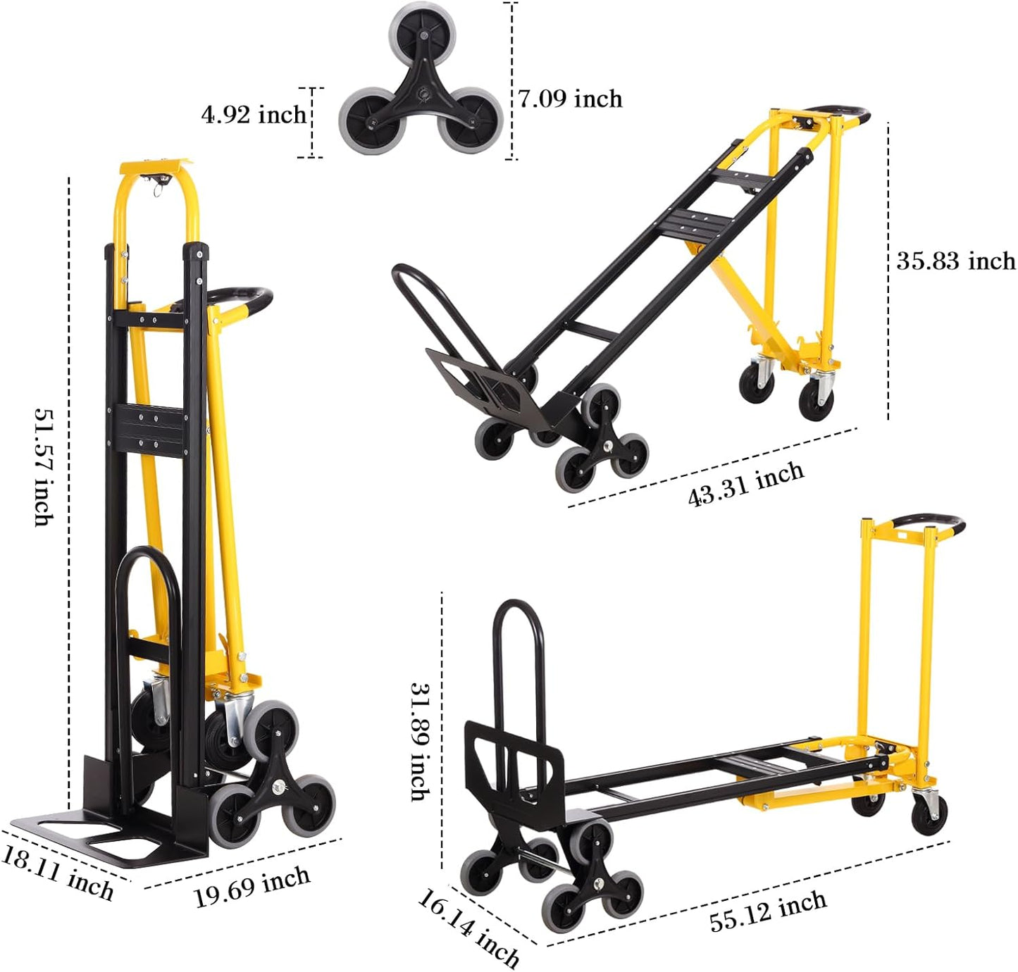 3-in-1 Industrial Convertible Hand Truck Dolly Cart - Canva Home
