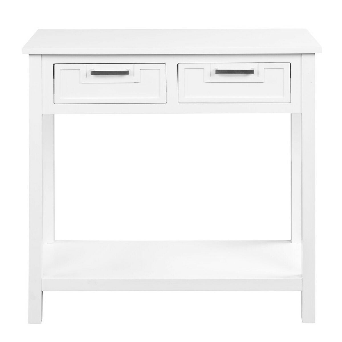 Livia 32" Small Narrow Console Table with 2 Drawers & Shelf, White