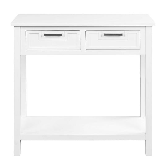 Livia 32" Small Narrow Console Table with 2 Drawers & Shelf, White