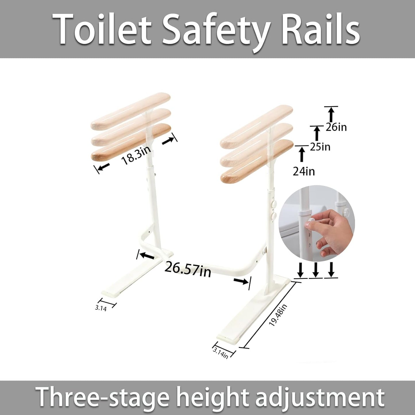 Flip Up Toilet Safety Frame Rails Orange